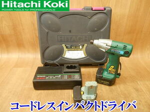 〇 日立工機 HITACHI ヒタチ 12mm コードレスインパクトドライバー WH12DH ドライバ 充電式 バッテリー２個 ケース付き コードレス