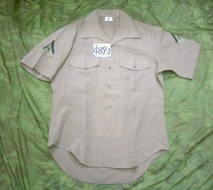 米軍 上等兵 カーキ ドレス シャツ サイズ16 美品 US MC 海兵隊 0489
