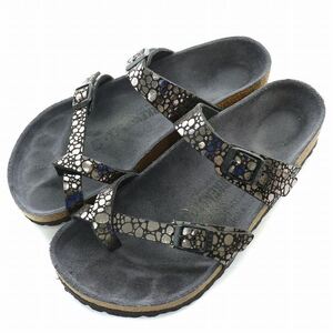 ビルケンシュトック BIRKENSTOCK MAYARI METALLIC STONES マヤリメタリックストーンズ サンダル フラット 24.5cm シルバー 黒 ブラック