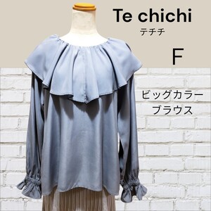 Te chichi テチチ ビッグカラー グレーブルー ブラウス トップス カットソー