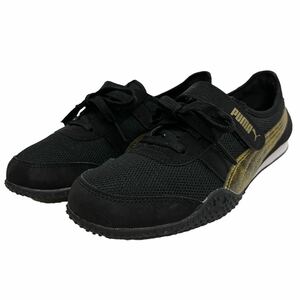 G039 PUMA プーマ ベラ V RAW レディース スニーカー US7.5 24cm ブラック ゴールド