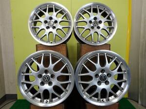 H236 中古 4本 VW フォルクスワーゲン 純正 BBS 16 x 6.5J +42 5H 100 シルバー GOLF ゴルフ 4 POLO ポロ BORA ボーラ ニュービートル