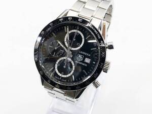 ■TAG HEUER タグホイヤー カレラ キャリバー16 CV2010-2　ERE4711 自動巻き クロノグラフ 黒文字盤 腕時計 ケース付き 良品■