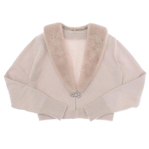 超美品 フォクシー 2018年商品 39197 Cardigan Vivier カシミア100% 襟ミンクファー ビジュー付 カーディガン 38 定価237600円 レア ピンク