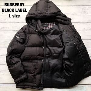 4way/Lサイズ◎バーバリーブラックレーベル ダウンジャケット ベスト 黒 ノバチェック ホワイトグース メンズ BURBERRY BLACKLABEL