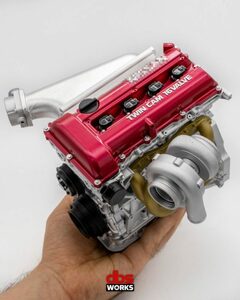 日産　シルビア　1/4 SR20DET S13 レッドトップ スケール エンジン 組み立て済み - ターボ付き - レッド