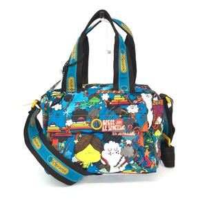 新品同様◆LeSportsac レスポートサック アーティストインレジデンス ボストンバッグ◆ ブルー ナイロン 総柄 ユニセックス ドラムバッグ