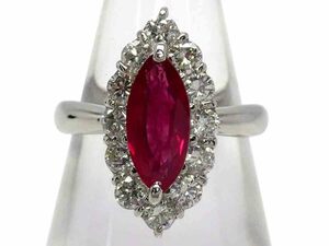 ビルマ産ルビー ダイヤモンドリング Pt900 6.6g 10.5号 GIA鑑別書付き　Jewelry Burma Ruby1.67ct Dia0.95ct Ring