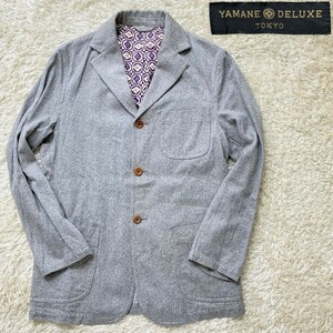 【裏地家紋柄★】サイズ3 美品 YAMANE DELUXE 3Bジャケット/杢グレー◆ヤマネデラックス エヴィス (4)