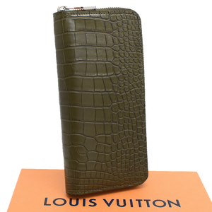 新品同様 ルイヴィトン ポルトフォイユ・ブラザ 二つ折り長財布 クロコダイルマット レザー グリーン LOUIS VUITTON