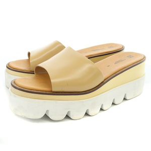 メゾンエウレカ MAISON EUREKA PLAIN WOOD SANDAL サンダル ミュール レザー 37 23.5cm べージュ 白 ホワイト /SR18 ■SH レディース