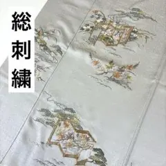 k-3504 総刺繍 金駒刺繍 市松模様の地模様 一つ紋 上品な 付下げ 訪問着