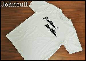 Johnbull パイルロゴ Tシャツ ジョンブル 刺しゅう Rollin 白 紺色 ホワイト ネイビー メンズ S M 半袖 デニム トップス ジーンズ