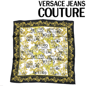 VERSACE JEANS COUTURE ベルサーチ ヴェルサーチェ スカーフ ロゴ バロッコプリント シルク ホワイト 74HA7H01-ZG151-G03