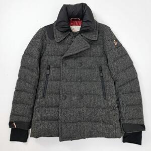 MONCLER モンクレール グルノーブル EASTON GIACCA ヘリンボーン ツイード ダウン ダウンジャケット ワッペン フード収納 正規品 メンズ