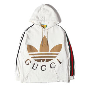 GUCCI グッチ パーカー サイズ:M 23SS adidas シェリーライン スリーストライプ トレフォイル ロゴ スウェットパーカー ホワイト コラボ