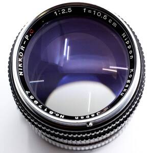 美品 日本光学 NIKKOR-P.C 10.5cm F2.5 ブラック 黒 メタルフード付き ニコン Sマウント Nikon ニッコール 105mm 望遠レンズ