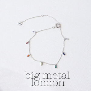 big metal london[ビッグメタルロンドン] レインボーストーンアンクレット シルバー レディース アクセサリー 海外 ブランド 新品 未使用