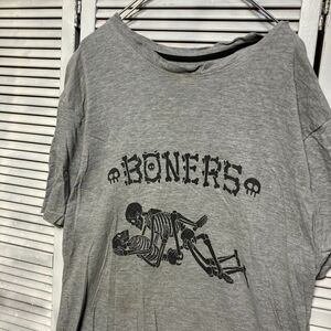 AQYX 1スタ グレー エロ Tシャツ BONERS ガイコツ セックス 48手 90s 00s ビンテージ アメリカ 古着 ベール 卸 仕入れ