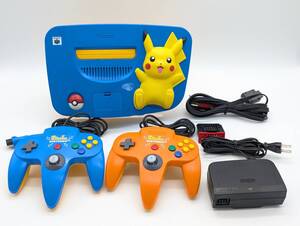 Nintendo64 ニンテンドー64 本体 セット ポケモン ピカチュウ ブルー/イエロー コントローラー2個 メモリー拡張パック 付属 動作確認済