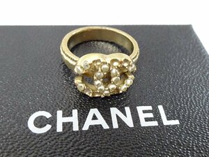 12P【箱付】シャネル CHANEL リング/指輪 9号～10号 ゴールド ミニパール ラインストーン