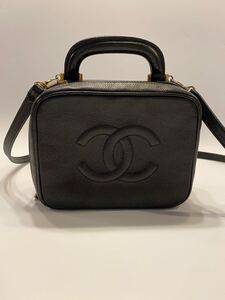 CHANEL シャネル ココマーク バニティバッグ 2way ショルダーバッグ キャビアスキン ハンドバッグ ブラック ポシェット ゴールド金具