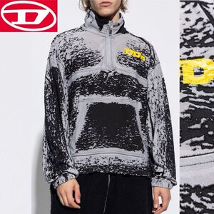 新品 未使用 タグ付き M ★定価63,800円 DIESEL ディーゼル メンズ ハーフジップ スウェット ルーズフィット プラスティゾルプリント 10