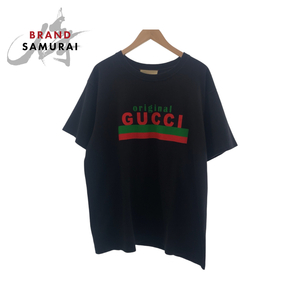 美品 GUCCI グッチ ロゴ サイズS ブラック マルチカラー コットン 616036 半袖Tシャツ カットソー メンズ 410204