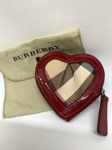 バーバリー BURBERRY チェック ハート型 コインケース 小銭入れ PVC ボルドー 保存袋12時間以内に送付