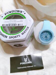 PINDOWS 子供用腕時計 キッズ腕時計 スポーツ腕時計 ブルー