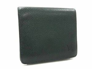 1円 LOUIS VUITTON ルイヴィトン M30454 タイガ ポルトビエ3カルトクレディ 二つ折り 財布 ウォレット 札入れ グリーン系 FE5169