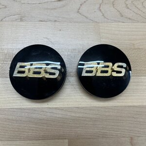 中古品 BBS センターキャップ ブラック ゴールド 全長約56mm　２個