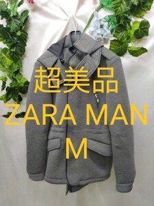 超美品 ZARA MAN モッズコート M ポンチ素材 グレー