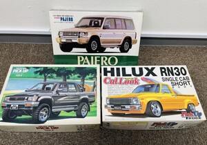 Q223-I71-772 HILUX RN30 キャルルック HILUX 4WD PICK UP RV-9 三菱 パジェロ ミッドルーフワイドスーパー プラモデル 未組立 3点セット