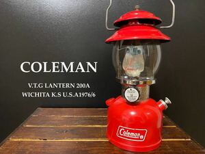 ビンテージ★コールマン/Coleman★ランタン/Lantern【200A★1976年6月】【PYREX☆グローブ！★備え付けMANTLE 有！】超希少！玉数無！