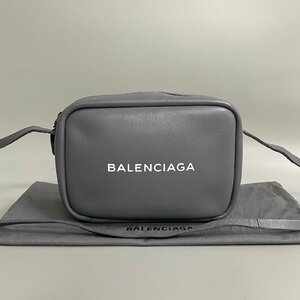 美品 希少品 BALENCIAGA バレンシアガ ロゴ レザー 本革 ミニ ショルダーバッグ サコッシュ クロスボディバッグ グレー 66541