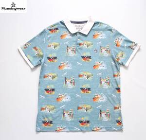 【 Penguin by Munsingwear ペンギン バイ マンシングウェア 】総柄プリント 半袖 ポロシャツ M ゴルフ MAMTGA06 22S 定価\8,800 トリム