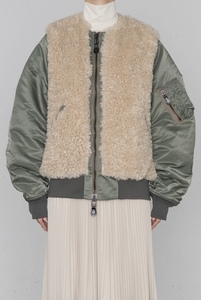 24aw FAUX SHEARLING TYPE MA-1 JACKET ハイク ボンバージャケット クリーム サイズ1 新品