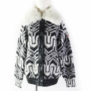 未使用品◎モンクレールグルノーブル 定234300円 22-23AW CARDIGAN TRICOT 襟ダウン・襟ファー付き ニットカーディガン 黒 白 XS 正規品