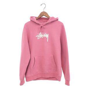 ◆STUSSY ステューシー プルオーバーパーカー サイズL◆ ピンク コットン レディース トップス ストックロゴ