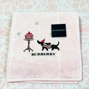 【人気柄】新品/BURBERRY/タオルハンカチ/正規品/バーバリー/綿100%/未使用/即決あり/匿名発送/ノバチェック/ダックス/女性用/犬/ピンク/