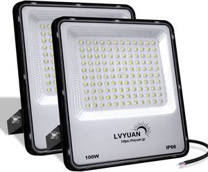 新品 100w LED 投光器 2個入 昼光色 12000LM led外灯 看板灯 IP66 防水 ブラッドライト 超軽量 倉庫照明 ワークライト 屋外照明 Yinleader