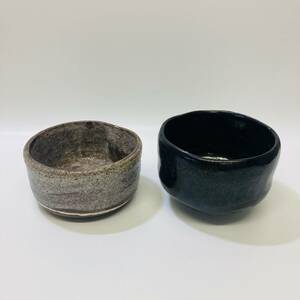 NA8798 抹茶碗 2個まとめ 黒楽茶碗 茶道具 煎茶具 茶器 陶芸品 骨董 検E