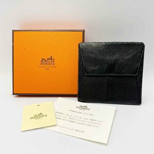 【箱あり】HERMES バスティア＜財布＞エルメス □I 2005年 コインケース 小銭入れ レザー ブラック レディース メンズ ブランド