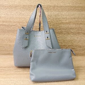 ◇ ◎ CHARLES & KEITH チャールズ＆キース くすみカラー オフィス 通勤 キレイめ トート バッグ ブルー系 レディース E