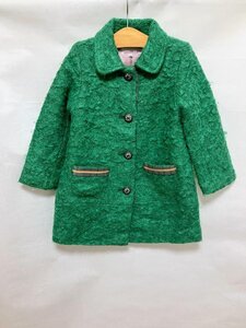 【送料込】【女の子用】HAKKA KIDS ハッカキッズ コート 120cm グリーン ウール混 日本製 裏地あり ポケット 上品 お出かけ s3406421