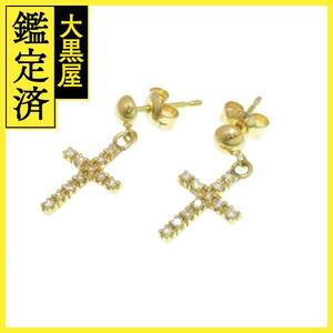 JEWELRY　ノンブランドジュエリー　ピアス　K18　ダイヤモンド　クロス　十字架【431】