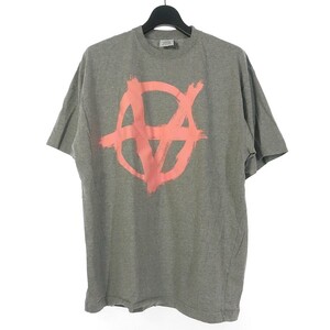 ヴェトモン VETEMENT anarchy プリントTシャツ 半袖カットソー クルーネック XS グレー ピンク メンズ