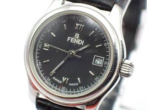 稼働品☆1円～☆FENDI フェンディ QZ レディース腕時計 オロロジ 210L 045-501 黒文字盤 デイト ラウンド/62656-8 