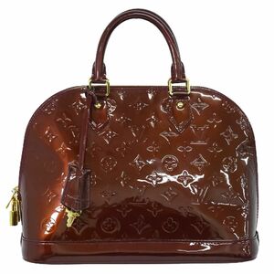 本物 ルイヴィトン LOUIS VUITTON LV アルマ PM ヴェルニ レザー ハンドバッグ ルージュフォーヴィスト M91691